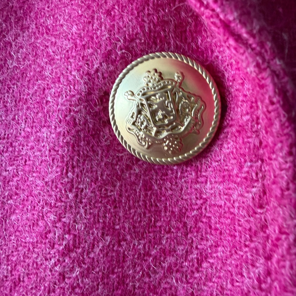 J.Crew Womens Pink Moon Wool Blazer Gold‎ Crest Button BU028 Size 18 NEW - Picture 5 of 9